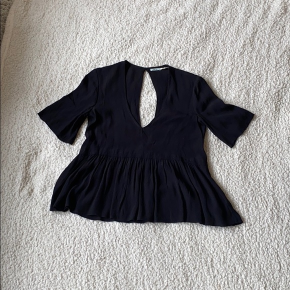 Black Kimchi Blue Open Back Blouse - Picture 1 of 4